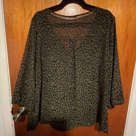 Green Leopard Blouse  - Picture 3 of 6